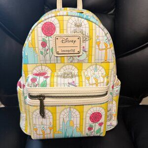 Loungefly Disney Beauty and the Beast Stained Glass Windows Mini Backpack
